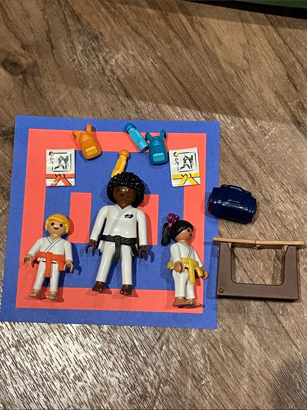 Kids Martial Arts Playset with White Gi Figures and Colored Belts
